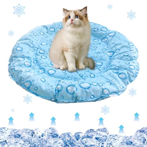 Oneshlee Kühlmatte Für Katzen Hund Rund 68cm, Kühldecke Gel Für Hunde Katzen, Hundekühlmatte Selbstkühlend Bett Für Haustiere Wasserdicht Waschbar, Kühlende Matte Haustiermatte (Regentropfen) von Oneshlee