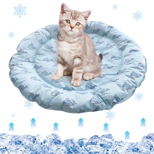 Oneshlee Kühlmatte Für Katzen Hund Rund 68cm, Kühldecke Gel Für Hunde Katzen, Hundekühlmatte Selbstkühlend Bett Für Haustiere Wasserdicht Waschbar, Kühlende Matte Haustiermatte (Wal) von Oneshlee