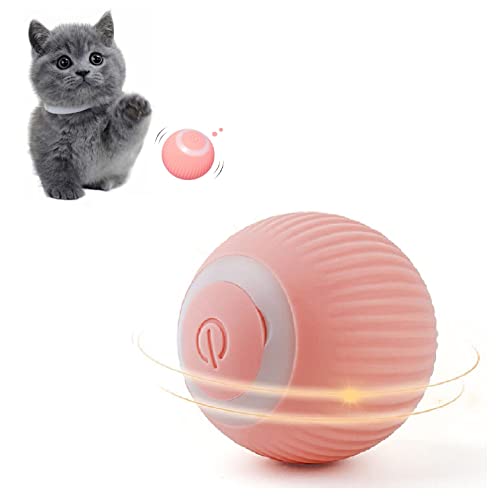 Oniissy 3X Interaktives Katzenspielzeug Elektrisch Katzenball mit LED Licht Automatischer 360-Grad-Rollbal Interaktives Katzenspielzeug USB Wiederaufladbarer Elektrische Katzenbälle für Katzen Pink von Oniissy