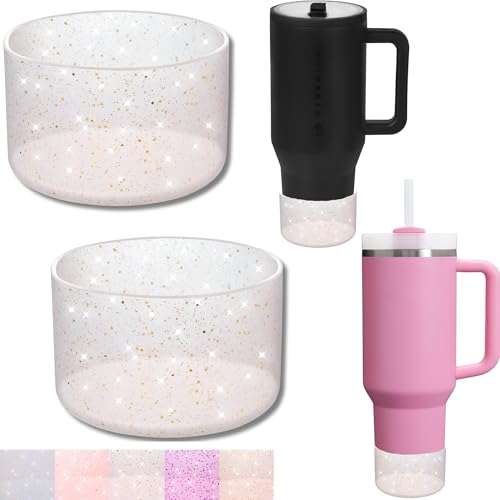 Glitzernde Silikon-Stiefel für Stanley Cup 101,6 cm, 567 ml, Stiefel-Unterseitenschutz für Owala/HydroJug 1,2 l Becher, Schutzhülle für Stanley Cup-Zubehör, Stoßstange (Transparent, Gold, Rosa Glitzernde Silikon-Stiefel für Stanley Cup 101,6 cm, 567 ml, Stiefel-Unterseitenschutz für Owala/HydroJug 1,2 l Becher, Schutzhülle für Stanley Cup-Zubehör, Stoßstange (Transparent, Gold, Rosa von Onlymory