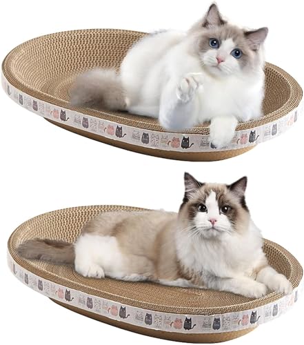 Scratching Board for Cats, Pack of 1/2 Oval, Wavy Cat Scratching Pad, Corrugated Cardboard Scratching Mats, Cardboard, Cat Scratching Lounge, Robust Oval Cat Scratching Pad, Cat Scratching Bowl von Onlynery
