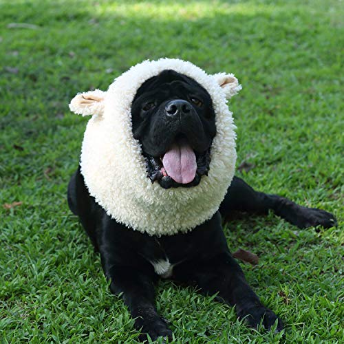 Lustiges Rentier-Kostüm für Hunde, niedliche pelzige Haustierperücke für Halloween, Weihnachten, Haustier-Kleidung, Zubehör (L, Schafe) von Onmygogo