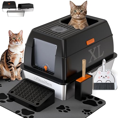 Katzentoilette aus Edelstahl mit Deckel, Metall Katzentoilette mit Schaufel und Pedal, Antihaft Top Entry Kitty Box, abgedeckte Katzentoiletten, Extra große Katzentoiletten aus Edelstahl mit Matte Katzentoilette aus Edelstahl mit Deckel, Metall Katzentoilette mit Schaufel und Pedal, Antihaft Top Entry Kitty Box, abgedeckte Katzentoiletten, Extra große Katzentoiletten aus Edelstahl mit Matte von OnniSen