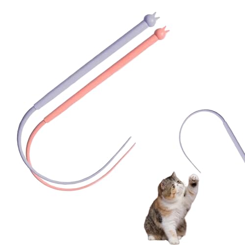 2 PCS Katzenangel Lang Silikon Katzenspielzeug Maus Schwanz Spielzeug Katze 77 cm Mausschwanzförmiges Zauberstabspielzeug Twiggle Tail Katzenspielzeug Selbstbeschäftigung für Indoor-Spiel(Pink+Lila) 2 PCS Katzenangel Lang Silikon Katzenspielzeug Maus Schwanz Spielzeug Katze 77 cm Mausschwanzförmiges Zauberstabspielzeug Twiggle Tail Katzenspielzeug Selbstbeschäftigung für Indoor-Spiel(Pink+Lila) von Onperpoe