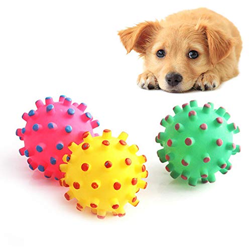 Onsinic 1 Stück Lustig Haustier Liefert Katze Hund Spielzeug Kaugummi Weiche Dornen Kugel Quietschen Sound Welpen Spielzeug Für Kleine Hunde Zufällige Farbe von Onsinic