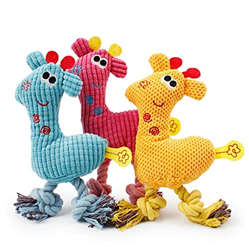Onsinic Dog Chew Spielzeug Giraffe Fleece Seil Interative Toy Tiere Plüsch-welpen-Rotwild Für Haustier Hunde Katze Chew Quietschende Spielzeug Blau von Onsinic