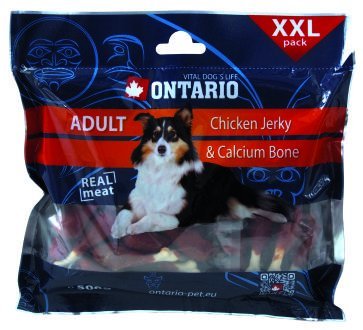 Ontario Hundesnack, Huhn, Jerky/Calciumknochen, 500 g von Ontario