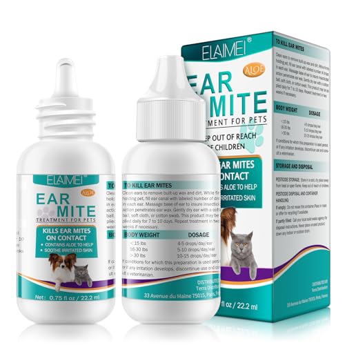 Ohrenpflege Für Hunde, Pet Ear Mite Oil, Ohrmilbenbehandlung Ohrentropfen Für Hunde, Lindert Hefe-Infektion, Juckreiz Und Geruch, Reduziert Ohrmilben Und Ablagerungen, Für Katzen Und Hunde (1pcs) von Onznoz