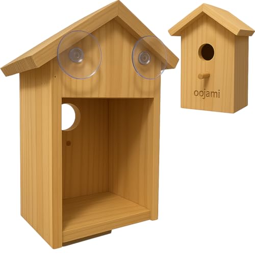 Fenster-Vogelhaus mit Saugnäpfen, transparentes durchsichtiges Holzdesign für Vogelbeobachtung, Kinder & Erwachsene (unfertiges DIY) von Oojami