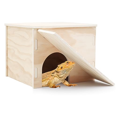 Große Bartagamenversteckhöhle, Höhle aus Holz, Eidechsenversteck mit Kletterrampe, Reptilienlebensraum mit Sonnenplattform, Tankzubehör für Bartagamen, Eidechse, Chamäleonhamster, 11,3 x 9,1 x 7,1 von Oooct