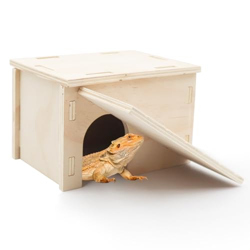 Große Bartagamenversteckhöhle, Höhle aus Holz, Eidechsenversteck mit Kletterrampe, Reptilienlebensraum mit Sonnenplattform, Tankzubehör für Bartagamen, Eidechse, Chamäleonhamster, 7,4 × 7,1 × 4,7 Zoll Große Bartagamenversteckhöhle, Höhle aus Holz, Eidechsenversteck mit Kletterrampe, Reptilienlebensraum mit Sonnenplattform, Tankzubehör für Bartagamen, Eidechse, Chamäleonhamster, 7,4 × 7,1 × 4,7 Zoll von Oooct