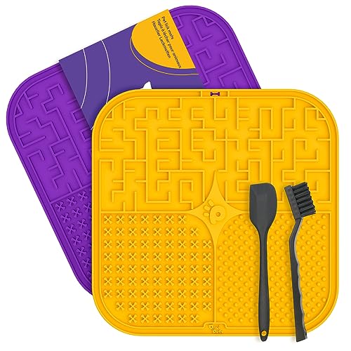 OouiPets XXL Schleckmatte Hund & Katze (2 Stück mit CE) | 25x25cm Groß Leckmatte, Geruchlos, Beißfest mit 168 Extra Starken Saugnäpfen | Hunde Gadget für Stressabbau & Baden, Leicht zu Reinigen von Ooui pets