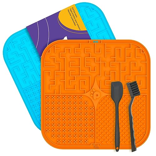 OouiPets XXL Schleckmatte Hund & Katze (2 Stück mit CE) | 25x25cm Groß Leckmatte, Geruchlos, Beißfest mit 168 Extra Starken Saugnäpfen | Hunde Gadget für Stressabbau & Baden, Leicht zu Reinigen von Ooui pets
