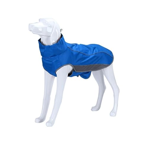 Regenmantel für Hunde, mit reflektierendem Streifen, verstellbar, wasserdicht, mit verstellbaren Bändern, geeignet für Windhunde und Whippets, Größe L, Blau von Opaeroo