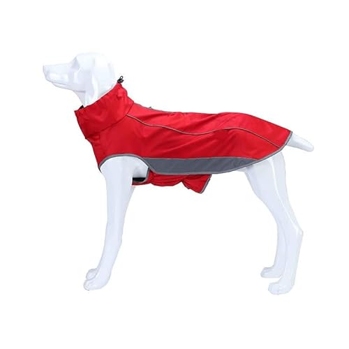 Regenmantel für Hunde, mit reflektierendem Streifen, verstellbar, wasserdicht, mit verstellbaren Bändern, geeignet für Windhunde und Whippets, Größe L, Rot von Opaeroo