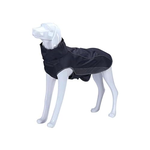 Regenmantel für Hunde, mit reflektierendem Streifen, verstellbar, wasserdicht, mit verstellbaren Bändern, geeignet für Windhunde und Whippets, Größe L, Schwarz von Opaeroo