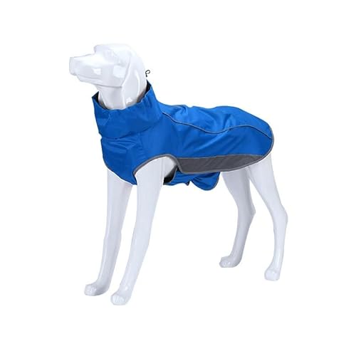 Regenmantel für Hunde, mit reflektierendem Streifen, verstellbar, wasserdicht, mit verstellbaren Bändern, geeignet für Windhunde und Whippets, Größe M, Blau von Opaeroo