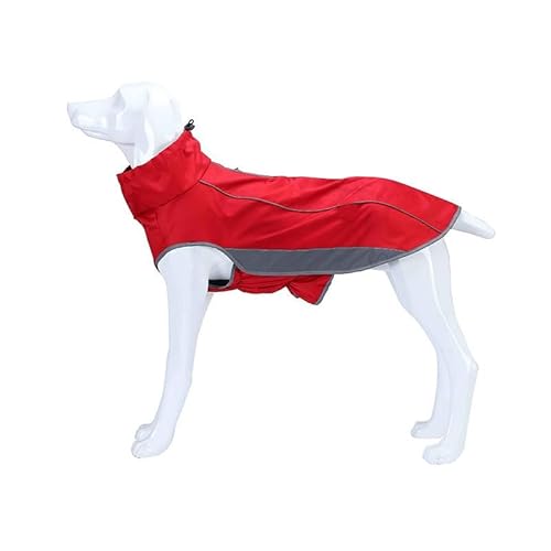 Regenmantel für Hunde, mit reflektierendem Streifen, verstellbar, wasserdicht, mit verstellbaren Bändern, geeignet für Windhunde und Whippets, Größe XL, Rot von Opaeroo