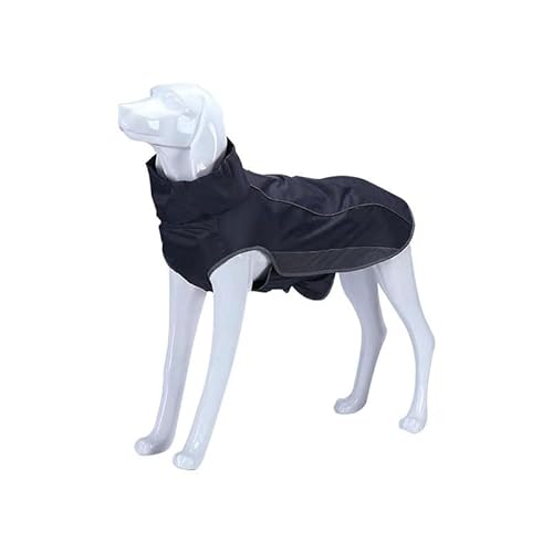 Regenmantel für Hunde, mit reflektierendem Streifen, verstellbar, wasserdicht, mit verstellbaren Bändern, geeignet für Windhunde und Whippets, Größe XL, Schwarz von Opaeroo
