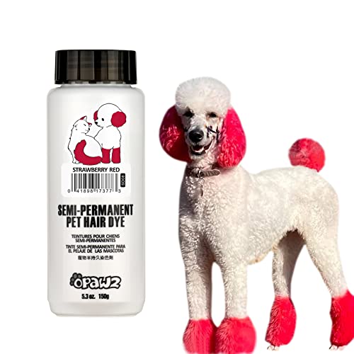 Opawz Semi Permanente Haustier Haarfarbe, Sicher Hundefarbe, Ungiftige Haarfarbe für Hunde, Katzen und alle Haustiere, die Gebadet Werden können (Erdbeer Rot) von Opawz