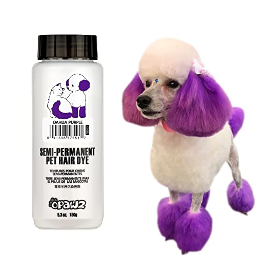OPAWZ Semi Permanente Haustier Haarfarbe, Sicher Hundefarbe, Ungiftige Haarfarbe für Hunde, Katzen und alle Haustiere, die Gebadet werden können (Dahlien Lila) von Opawz
