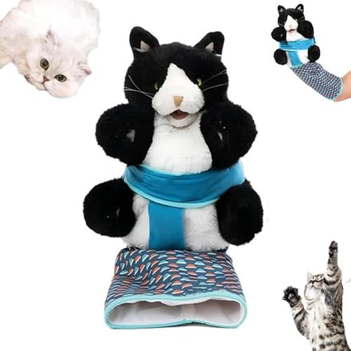Opdestn Cat Puppet Wrestler, Cat Wrestler Puppet Katzen Ringer Handpuppe, Cat Wrestling Toy Puppet, Handpuppen Kuscheltier mit Robuster Polsterung, Katzen Plüschpuppe Interaktives Katzenspielzeug von Opdestn