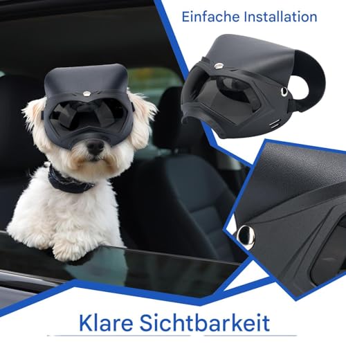 Opdestn Sonnenbrille für Hunde, UV-Schutz Für Katzenbrille Mit Hutfunktion, Wetterfeste Atmungsaktive Hunde-Schutzbrille Mit Verstellbarem Band Für Schnee Sommer Outdoor von Opdestn