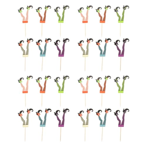 Operitacx 36 Stück Halloween Cupcake Topper - Hexenstiefel, Dekorative Kuchen-Sticks für Party, Käseplatte, Vorspeisen Dekor von Operitacx