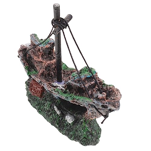 Operitacx Resin Dekoration Fischbecken Ornament Sunkenschiff Aquarium Zubehör Kunstharz Für Lebendige Unterwasserlandschaften von Operitacx