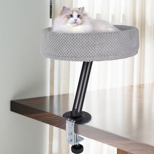 Katzenbett für Schreibtisch, 360 ° drehendes Schreibtisch, Katzenbett Erhöhtes Katzenhaus über Schreibtisch Hält Kätzchen Katze nah und Arbeitsbereich bis 20 kg von Opetdo