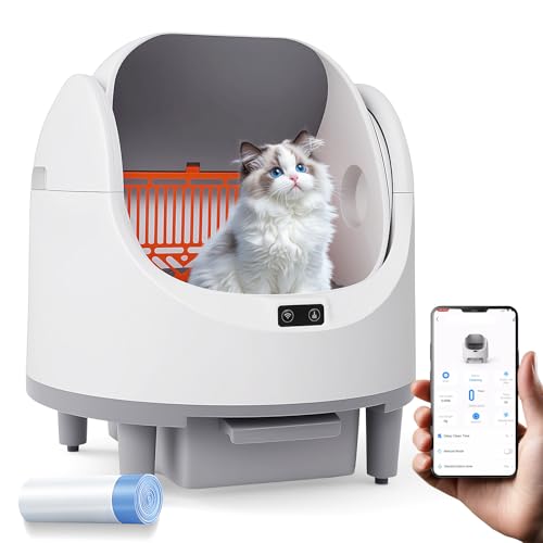 Katzenstreu, selbstreinigend, 68 l, automatische und manuelle Modi, sofortige Reinigung und einfache Schaufel, Steuerung per App, offen, geeignet für Haushalte mit mehreren von Opetdo