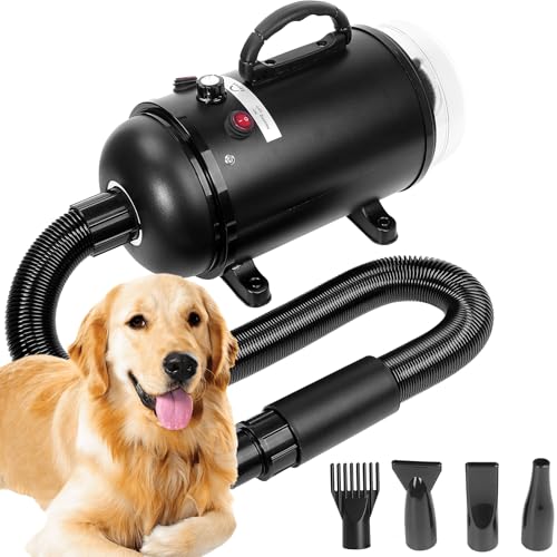 Opetdo hundefön 2800W Pet Dryer Hundetrockner Blower mit Einstellbarer Windgeschwindigkeit und Temperaturen, 4 Düsen von Opetdo