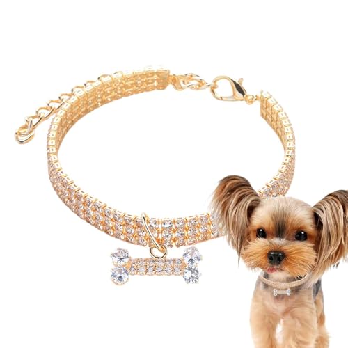 Ausgefallenes Hundehalsband – 3-reihiges Strass-Halsband für Haustiere – Knochenanhänger mit Strasssteinen, Haustier-Halskette, verstellbarer Strass-Knochen-Schmuck, Hochzeitszubehör Ausgefallenes Hundehalsband – 3-reihiges Strass-Halsband für Haustiere – Knochenanhänger mit Strasssteinen, Haustier-Halskette, verstellbarer Strass-Knochen-Schmuck, Hochzeitszubehör von Opilroyn