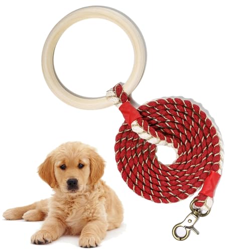 Geflochtene Hundeleine, 1,5 m Welpenseil mit Holzgriff, wiederverwendbare Hundetrainingsleine, dicke Hundeleinen, Hundeleinen für kleine, mittelgroße und große Hunde Geflochtene Hundeleine, 1,5 m Welpenseil mit Holzgriff, wiederverwendbare Hundetrainingsleine, dicke Hundeleinen, Hundeleinen für kleine, mittelgroße und große Hunde von Opilroyn