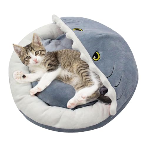 Haifisch-Katzenbett - Haifisch-Haustierbett, weiches Haustierbett, Haifisch-Katzenhaus, Haifisch-Katzenbett, Hundebett, Winter, warmes Winterbett für Katzen Haifisch-Katzenbett - Haifisch-Haustierbett, weiches Haustierbett, Haifisch-Katzenhaus, Haifisch-Katzenbett, Hundebett, Winter, warmes Winterbett für Katzen von Opilroyn