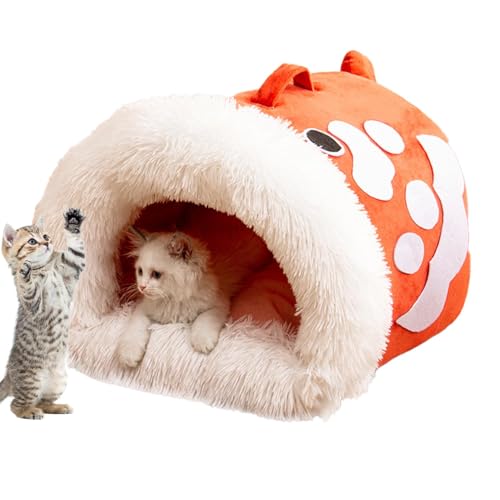 Hundebetthöhle, Plüsch-Katzennest mit Griff in Fischform, selbstwärmend, Kätzchen, verdickt, für Indoor-Katzen, kleine Hunde, Welpen Hundebetthöhle, Plüsch-Katzennest mit Griff in Fischform, selbstwärmend, Kätzchen, verdickt, für Indoor-Katzen, kleine Hunde, Welpen von Opilroyn