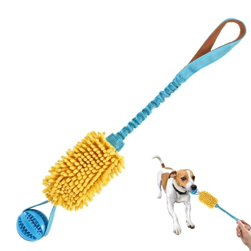 Hundezerrspielzeug, Hundeseilspielzeug - Interaktives Kauseil für Hunde, quietschendes Beißspielzeug für Hunde | Pet Supplies Welpen-Seilspielzeug mit elastischem Kordelzug, interaktives Welpen-Beißsp von Opilroyn