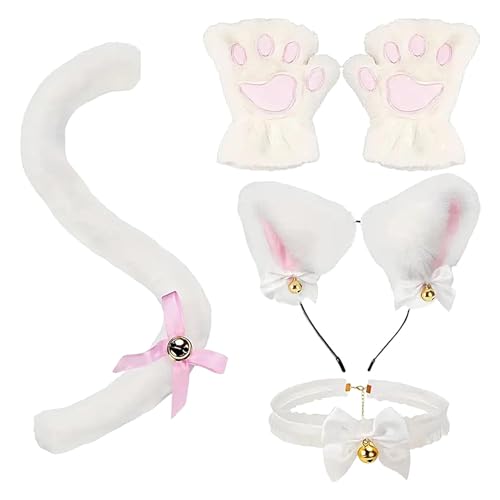Katzen Cosplay Set Katze Cosplay Kostüm Kit - Katzenohren Haarspange Kit mit Glockenkragen - Bequeme flauschige Cosplay Kostüm Accessoires für Halloween Carnev Katzen Cosplay Set Katze Cosplay Kostüm Kit - Katzenohren Haarspange Kit mit Glockenkragen - Bequeme flauschige Cosplay Kostüm Accessoires für Halloween Carnev von Opilroyn