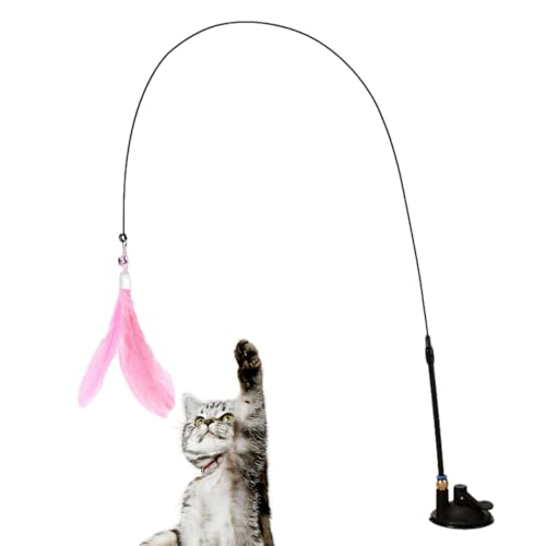 Katzen-Federspielzeug – Teaser-Stick-Federspielzeug, interaktives Katzen-Saugnapf-Kätzchen für den Innenbereich | Katzenfeder-Propellerstab, Spielzeugglocke, Ersatz-Katzenfedern, Innen-Katzenschnur fü Katzen-Federspielzeug – Teaser-Stick-Federspielzeug, interaktives Katzen-Saugnapf-Kätzchen für den Innenbereich | Katzenfeder-Propellerstab, Spielzeugglocke, Ersatz-Katzenfedern, Innen-Katzenschnur fü von Opilroyn