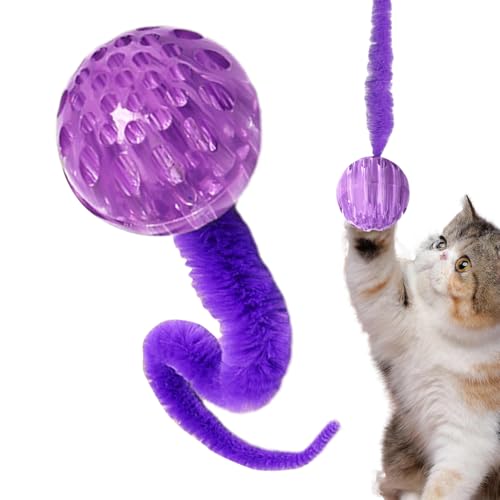 Katzen-Hüpfballspielzeug – Interaktiver Raupenball mit Schwanz, Spielbälle für Indoor-Katzenwelpen | Beißfester Gummiball zum Werfen und Springen, aktives Spielzeug für Haustiere, sichere Indoor-Spiel von Opilroyn