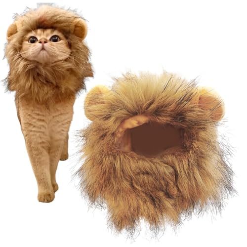 Katzen-Löwenmähne – Löwen-Perücke, Welpe, waschbar, ausgefallenes Löwenhaar, Katzenkleidung, Kleid, verstellbares Haustierkostüm, Löwenmähne, Perücke mit Ohren, bequeme Hundekleidung für Ostern, Katzen-Löwenmähne – Löwen-Perücke, Welpe, waschbar, ausgefallenes Löwenhaar, Katzenkleidung, Kleid, verstellbares Haustierkostüm, Löwenmähne, Perücke mit Ohren, bequeme Hundekleidung für Ostern, von Opilroyn