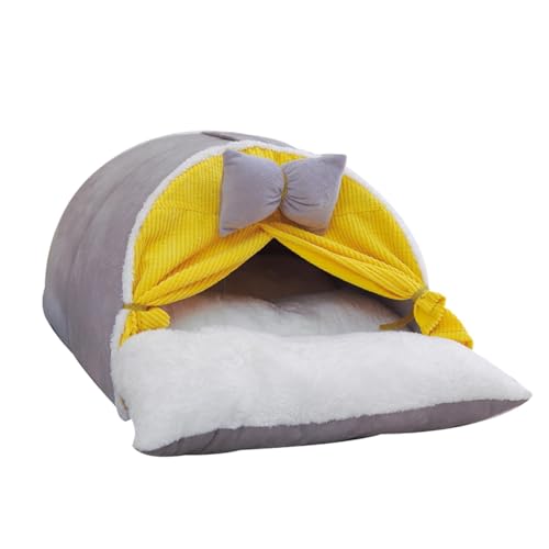 Katzenbett für den Innenbereich, weich und bequem, Katzenbett, waschbar, halbgeschlossen, kuppelförmig, mit Türvorhang Katzenbett für den Innenbereich, weich und bequem, Katzenbett, waschbar, halbgeschlossen, kuppelförmig, mit Türvorhang von Opilroyn