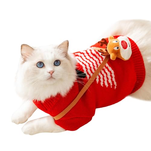 Katzenpullover | Pullover im Weihnachtsstil mit Tasche | Niedliche Kleidung für Kätzchen, Winterkleidung für Hunde, Welpen, Kätzchen, Haustiere von Opilroyn