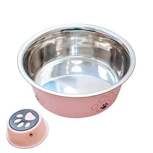 Opilroyn Futternapf aus Edelstahl, Hundenapf aus Edelstahl, Wassernapf für Hunde mit Cartoon-Fußabdruck, Hundenäpfe Haustiernapf, Rutschfester Hundefutter-Wassernapf, rostfreie Tierfutternäpfe für von Opilroyn