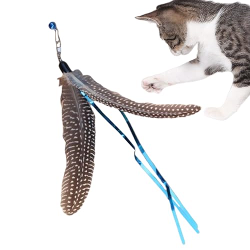 Opilroyn Katzenangel Mit Federn | Interaktives Katzenangel Spiel | Natürliches Windrad Mit Rotations Effekt, Jagdgefährte Für Kleine Mittelgroße Und Große Katzenrassen von Opilroyn