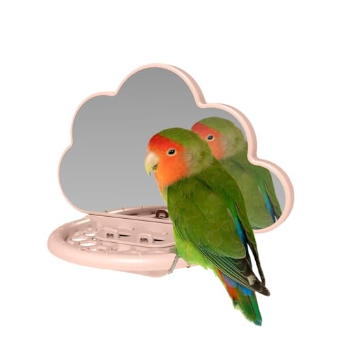 Opilroyn Vogelspiegel mit Sitzstange, Vogelsitzstangen für Käfig,Sittich Sitzstangen Vogelspielzeug - Sitzstange für, Nymphensittiche, Vogelspiegel mit Futternapf für Sittiche, Nymphensittiche, von Opilroyn
