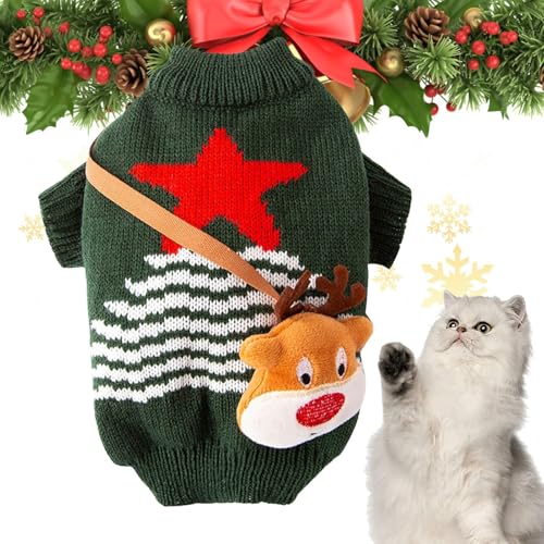 Strickpullover für Hunde | Katzenjacke im Weihnachtsstil mit Tasche – Warmer Mantel für Katzen, weiche Kleidung für Kätzchen, bequeme Winterkleidung für Hunde für Reisen, Winter, Welpen Strickpullover für Hunde | Katzenjacke im Weihnachtsstil mit Tasche – Warmer Mantel für Katzen, weiche Kleidung für Kätzchen, bequeme Winterkleidung für Hunde für Reisen, Winter, Welpen von Opilroyn