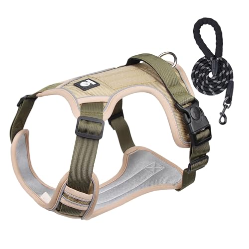 Trainingsgeschirr für Hunde, Geschirr für große Hunde, reflektierendes Hundegeschirr, atmungsaktiv, verstellbares Hundegeschirr – Brustgeschirr für Hunde, Halsband-Set mit C Trainingsgeschirr für Hunde, Geschirr für große Hunde, reflektierendes Hundegeschirr, atmungsaktiv, verstellbares Hundegeschirr – Brustgeschirr für Hunde, Halsband-Set mit C von Opilroyn
