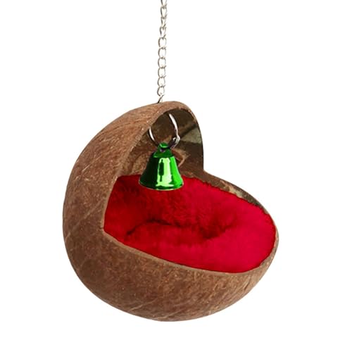 Vogelhaus aus Kokosnussschale - Kokosfell Haus | Kokos Papageienhaus Vogelhaus mit Warmem Kissen für Papageien, Sittiche, Hamster, Mäuse, Spielzeug für von Opilroyn