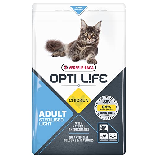 Opti Life VERSELE LAGA - Trockenfutter Sterilisierte Katzen Adult Sterilised/Light - Ohne Getreide - Mit Huhn - 2,5kg von Versele-Laga